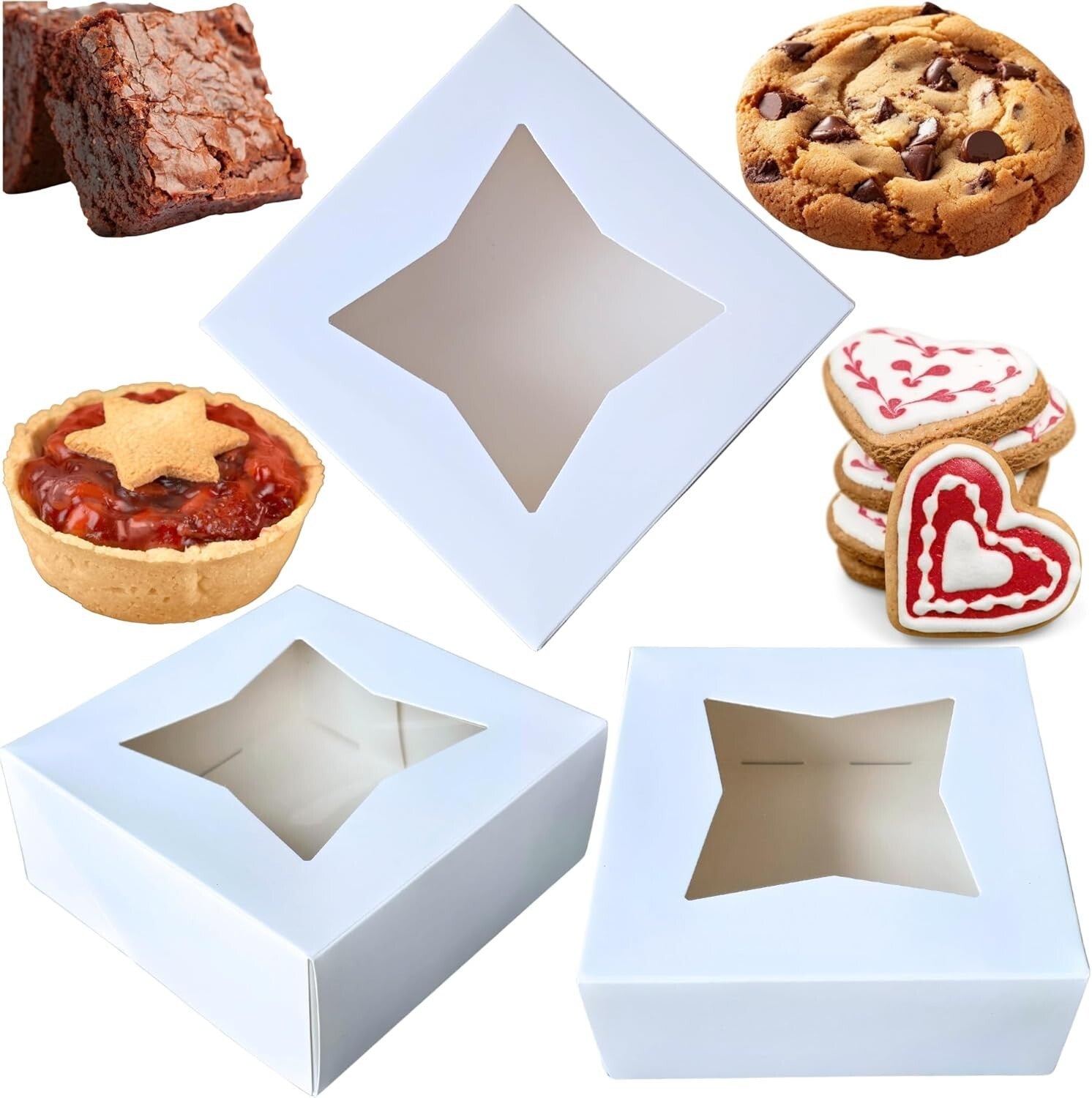 BPA-Free 6 Inch Bakery Boxes with Clear Window - Perfect for Parties, 100 Pcs