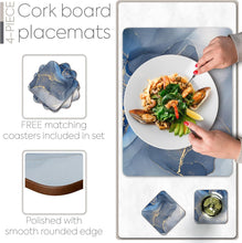 Load image into Gallery viewer, Stylish Heat-Resistant Cork Placemat Set with Round Edges &amp; 4 Matching Coasters