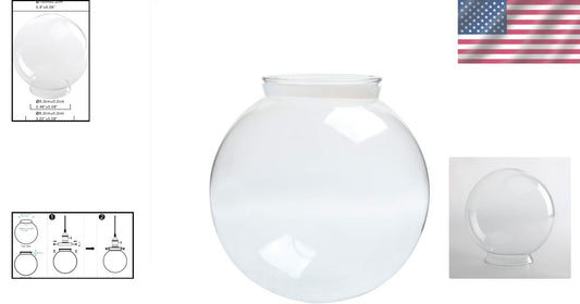 5.9" Round Clear Glass Shade for Vintage Lighting Fixtures - Easy Installation