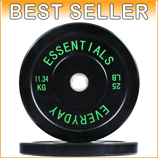 Durable Black 25lbs Olympic Bumper Plates with Steel Inserts - Safe & Reliable