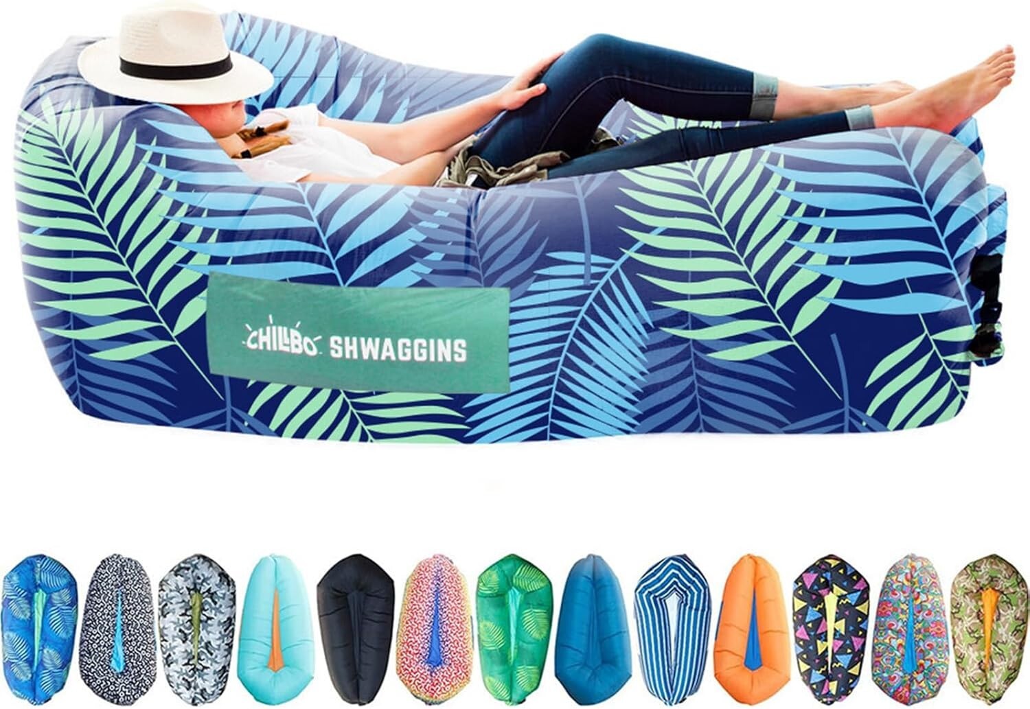 Blue Leaf Inflatable Lounger – Effortless Setup for Beach and Hiking Adventures