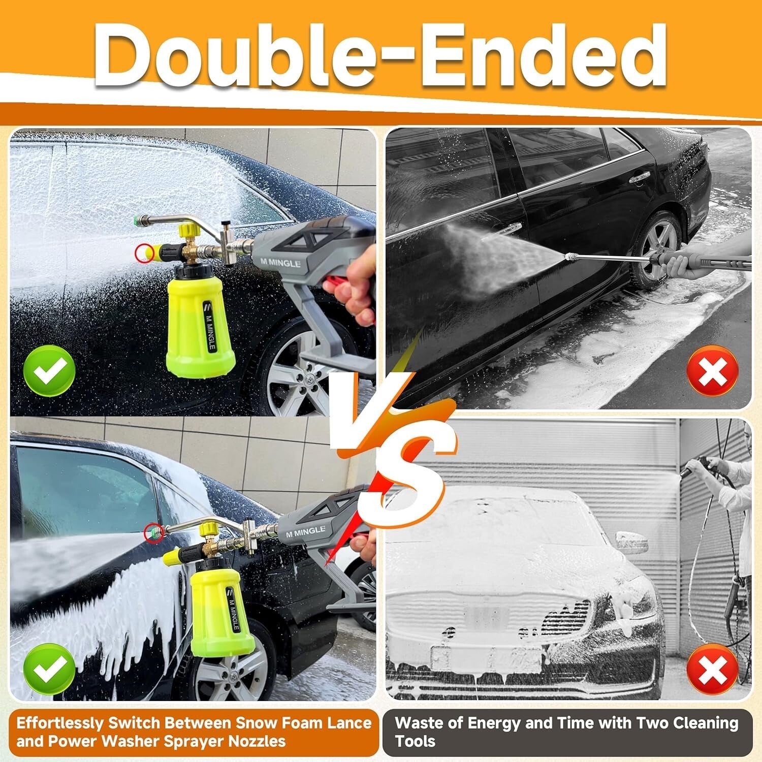 Durable High-Pressure Washer Gun and Foam Cannon Dual Connector Accessory