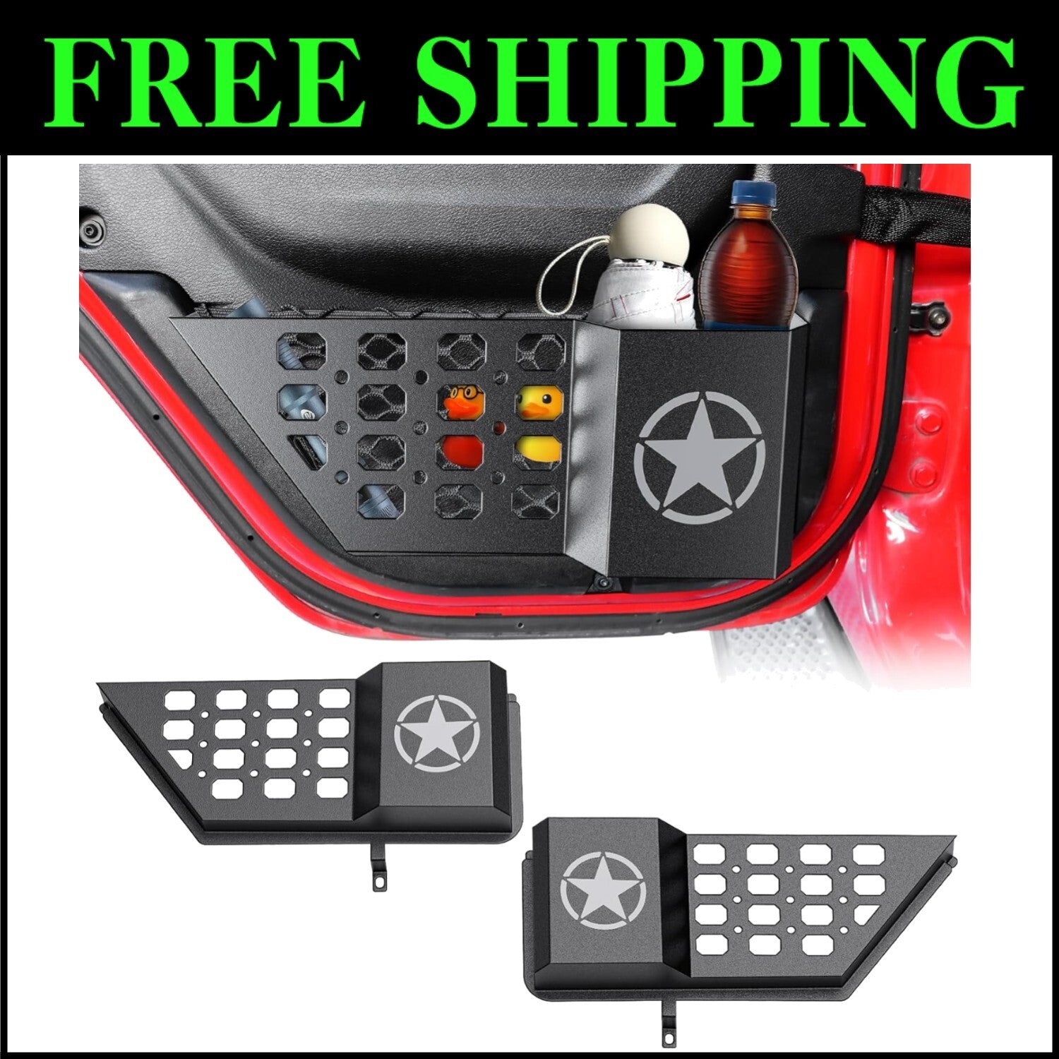 2PCS Metal Rear Door Pocket Organizer - Jeep Wrangler JL JLU & Gladiator JT Fit