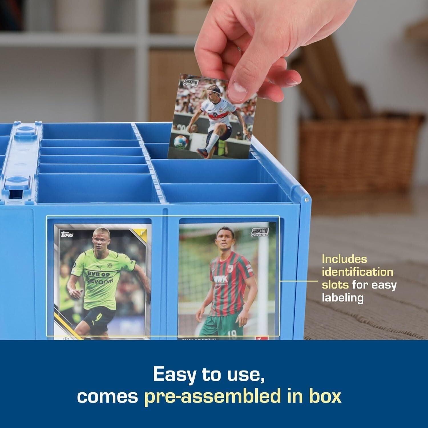Blue Collectible Card Bin Set - Holds 3200 Cards Each with Custom Dividers