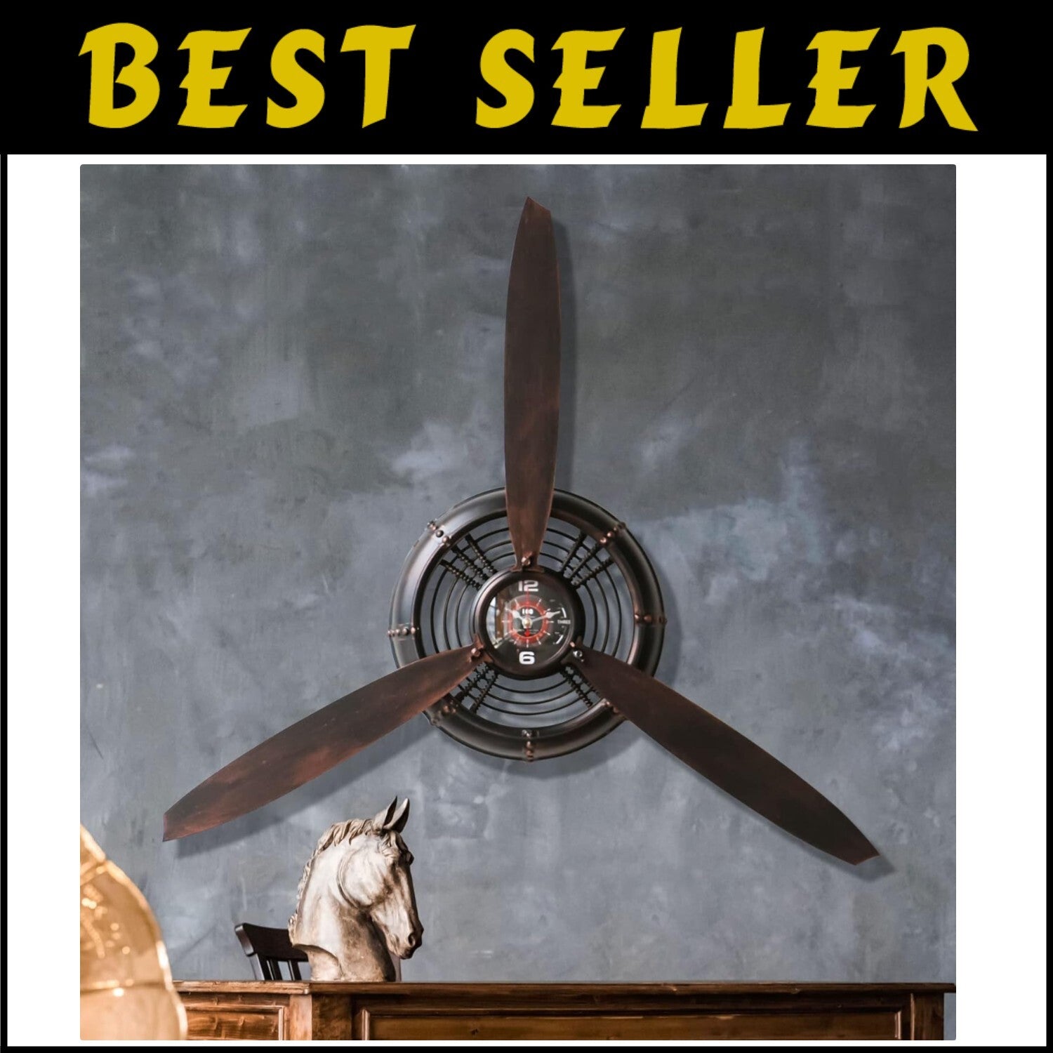 Sturdy Metal Airplane Propeller Wall Sculpture - Perfect for Aviation Lovers