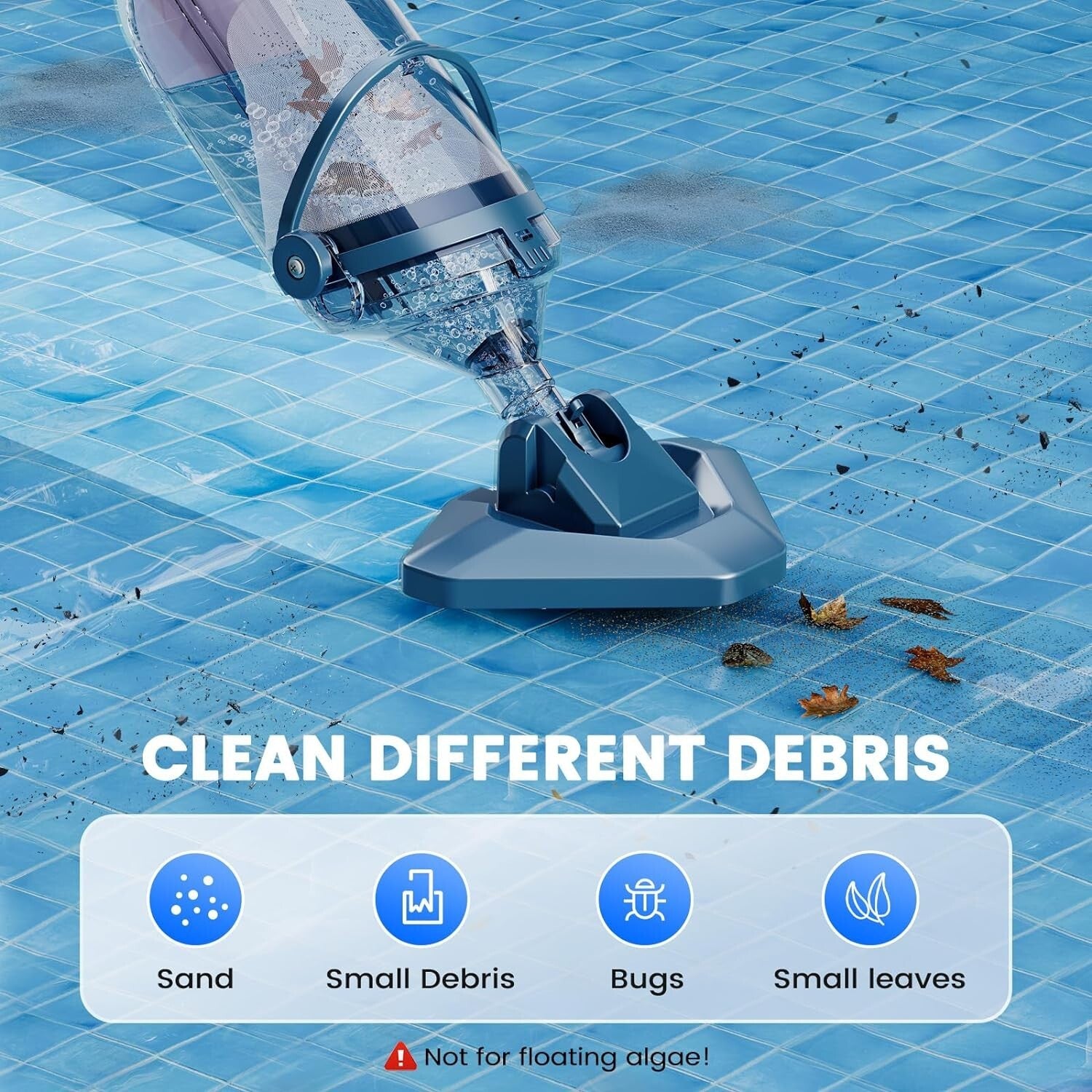 Rechargeable Handheld Pool Cleaner - 60 Min Runtime & Fast Charging for Easy Use
