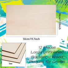 Load image into Gallery viewer, Versatile 12 Pack of Smooth Rectangular Wood Boards for DIY Crafts - 3mm Thick