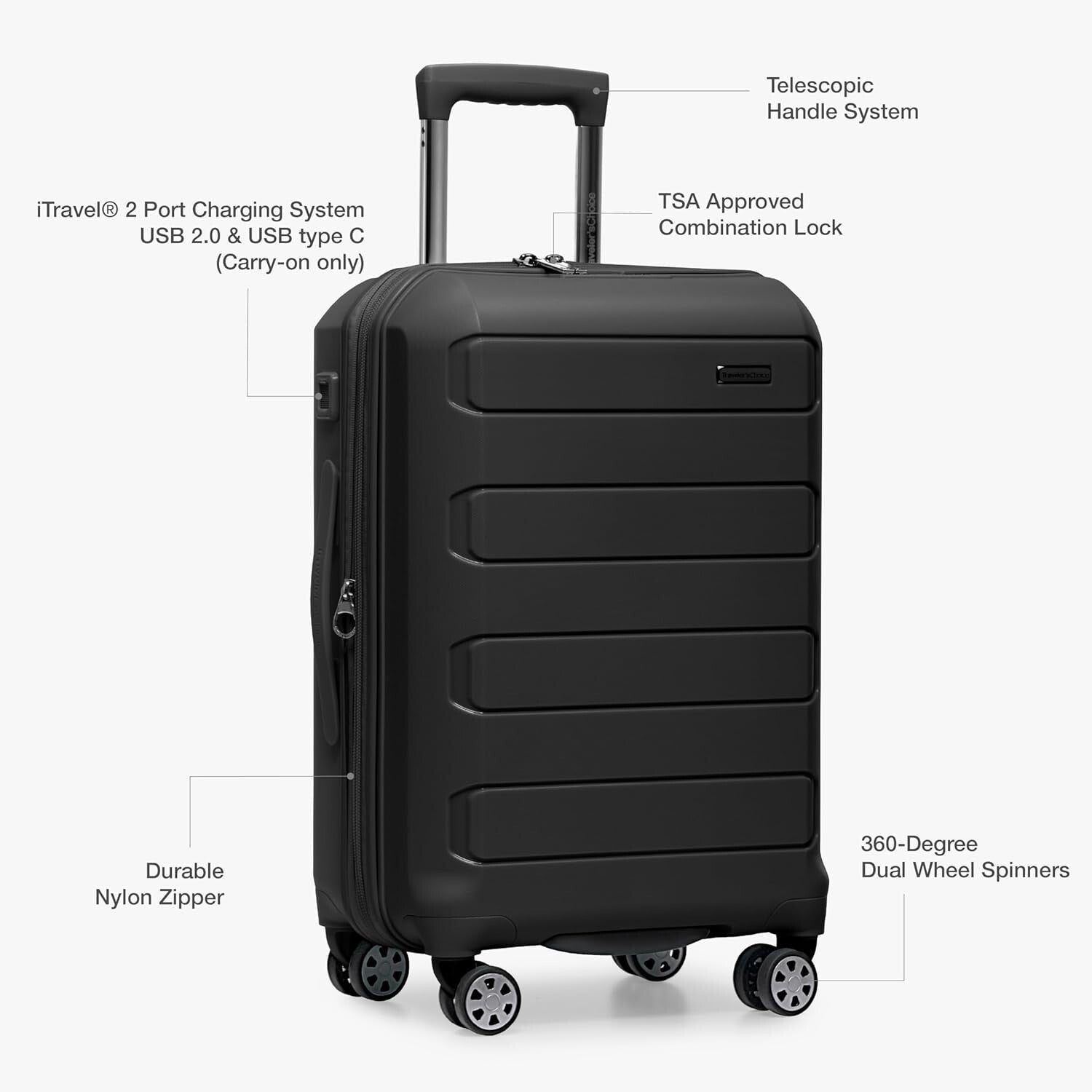 Pagosa Indestructible Hardshell 2-Piece Expandable Luggage Set with USB Ports