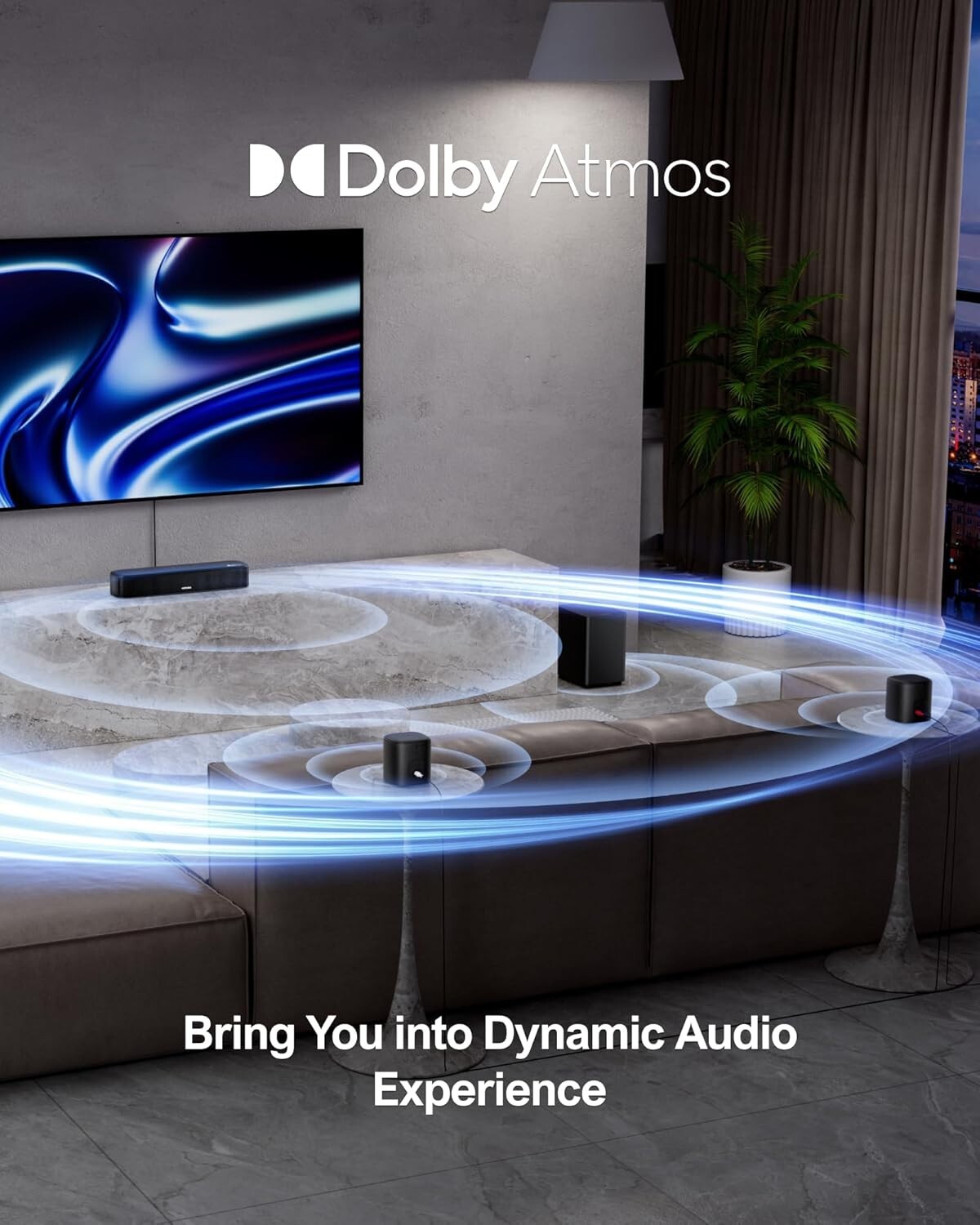 Dolby Atmos 5.1 Surround Sound Bar with Subwoofer & Surround Speakers - Aura ...