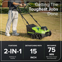 Load image into Gallery viewer, Multi-Function Lawn Dethatcher with 14-Inch Cutting Width &amp; 5 Depth Settings
