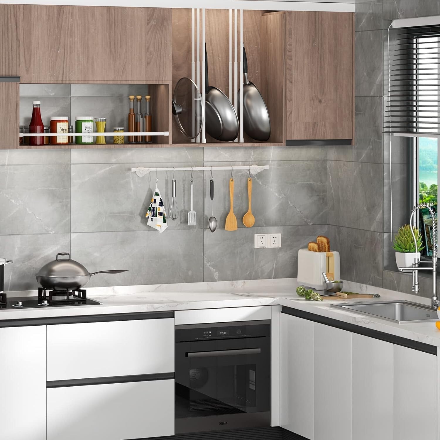 Premium Adjustable Tension Rods, Anti-Skid Ends & Easy Installation, 6-Pcs