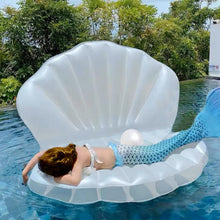 Load image into Gallery viewer, Inflatable Mermaid Clam Pool Float - 45.2 Inch with Pearl Ball for Kids' Parties
