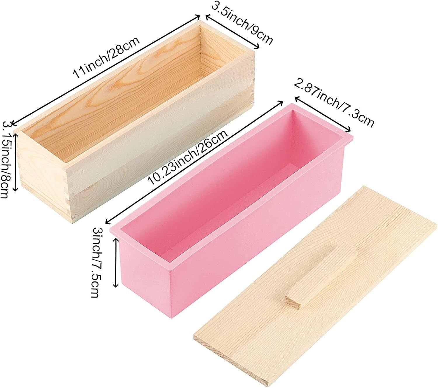 Reusable 42oz Pink Soap Molds Set with Wooden Lids - Ideal for Creative Crafts