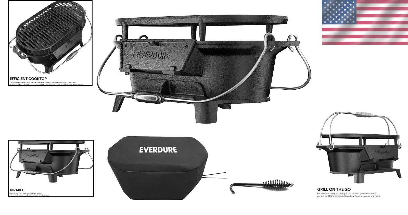 Versatile Charcoal Grill & Tabletop Skillet - Ideal for Camping and Tailgating