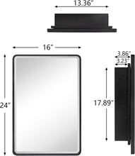 Load image into Gallery viewer, Modern Rectangular Medicine Cabinet with Beveled Mirror, 16x24'' Chrome Finish
