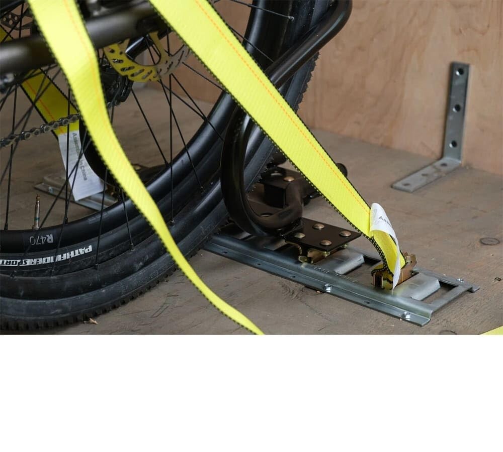 Black Powder Coated 7" Wheel Chock for E-Track - 2 Pack Motorcycle Protection