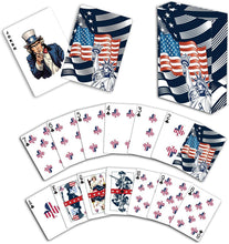 Load image into Gallery viewer, Unique American Flag Card Game Set with Dice and Wooden Box - Marine Vet Owned