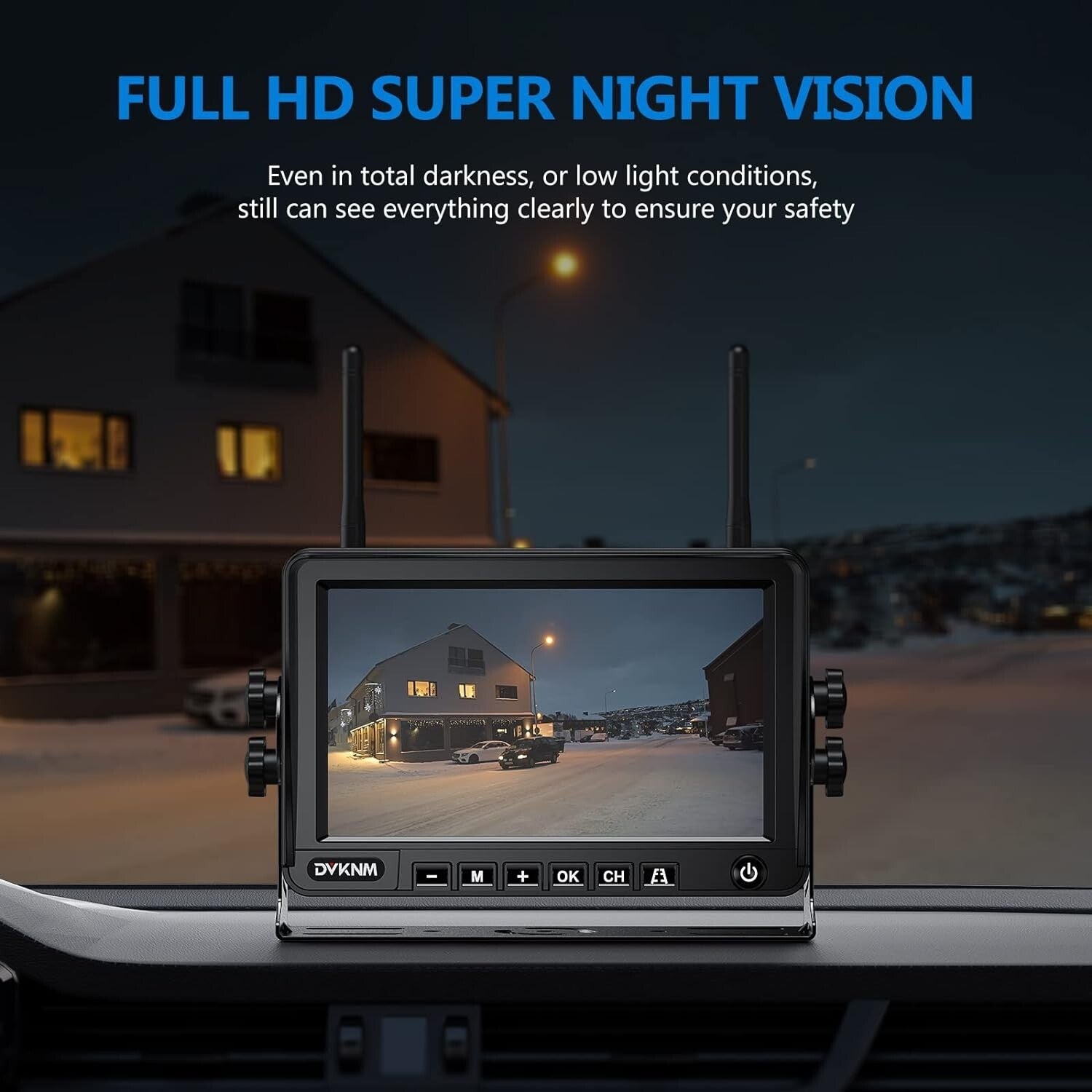 7-Inch Backup Camera System with HD1080P, Solar Charge, Easy 3-Min Installation
