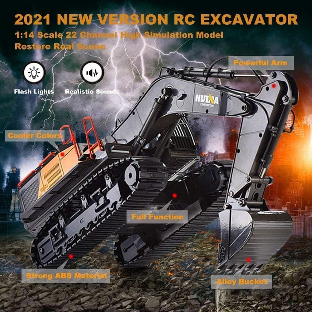 22 Channel RC Excavator Toy - Realistic Digging Experience with Lights & Sounds