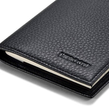 Load image into Gallery viewer, Luxury Italian Leather Checkbook Cover &amp; Card Holder - Pebbled Black Elegance