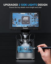 Load image into Gallery viewer, Professional 7'' Digital Microscope with 12MP Camera and Adjustable LED Lights