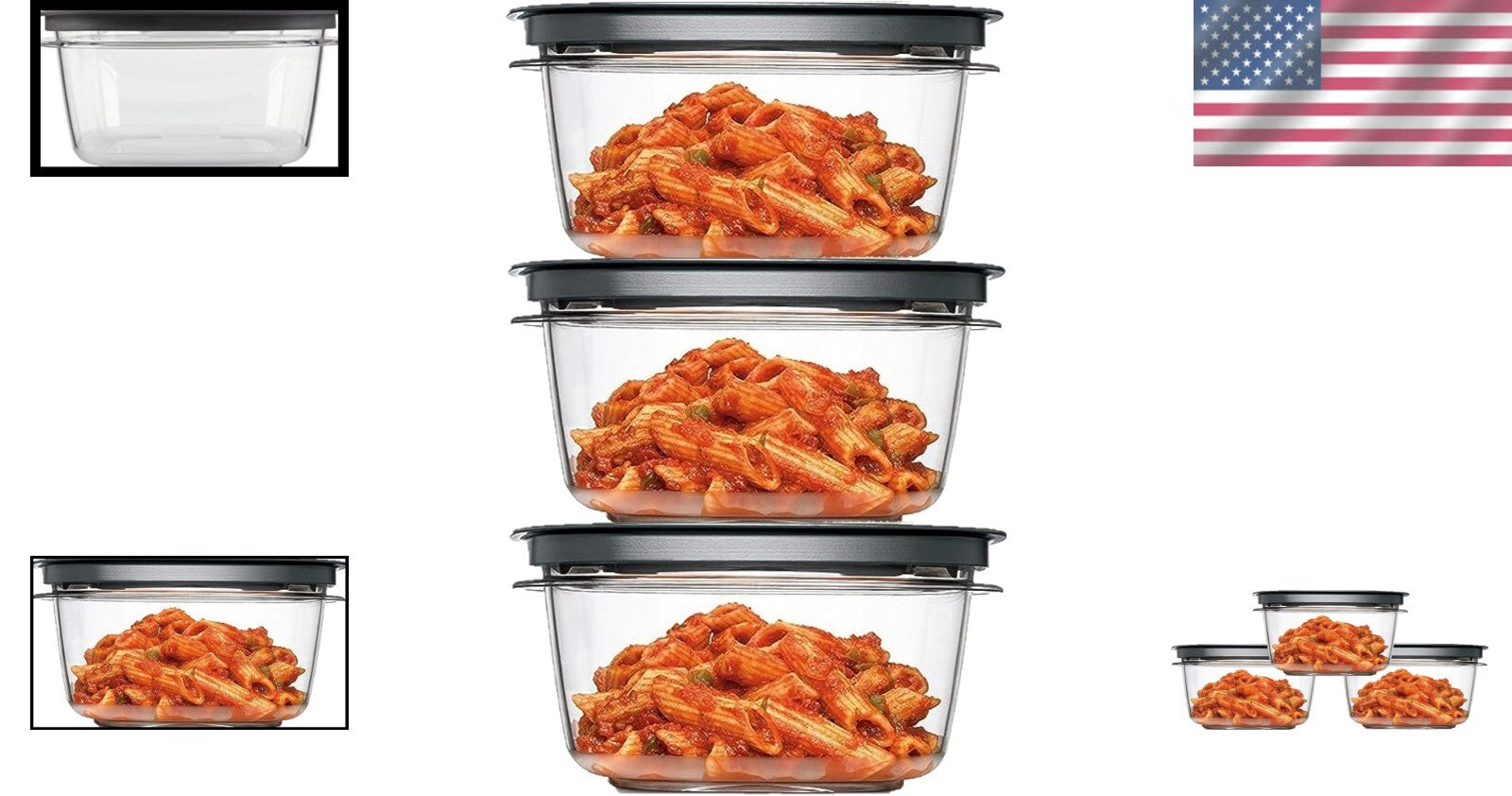 Rubbermaid Premier 5-Cup BPA-Free Food Storage Set - 3 Stackable Containers