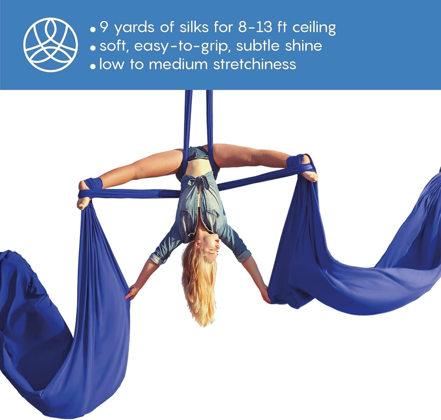 Durable Aerial Silks Starter Kit - 9 Yards Yoga Hammock with Hardware Included