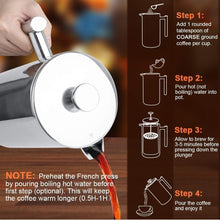 Load image into Gallery viewer, Manual French Press Coffee Maker - 50oz Insulated Stainless Steel for Camping