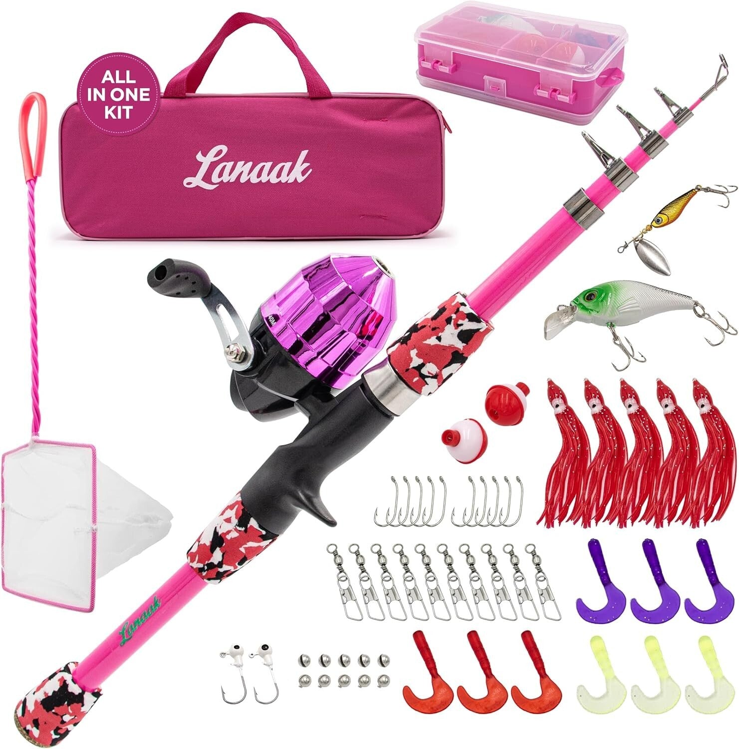 Lightweight 65-Inch Kids Fishing Pole with Complete Tackle Box - Outdoor Fun