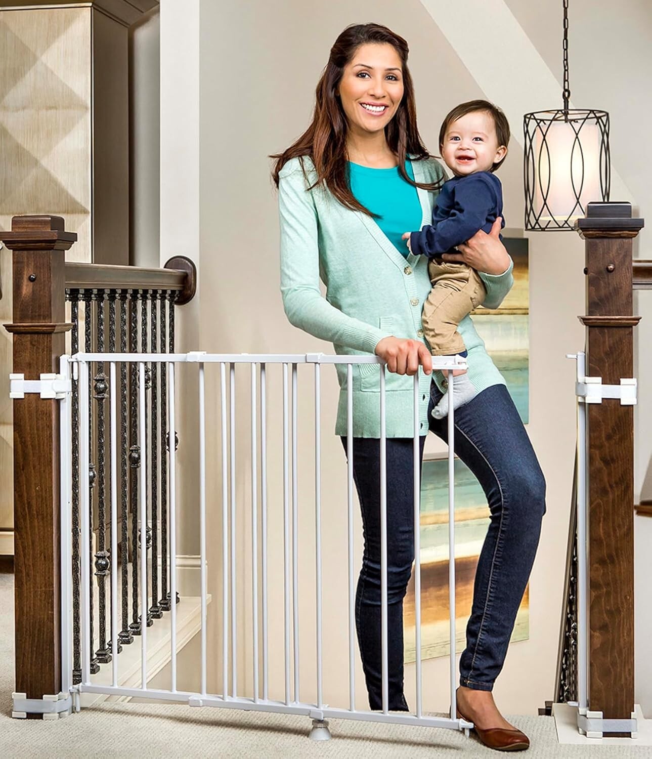 Expandable 2-in-1 Steel Baby Gate with Banister Mounting Kit—Safety First!