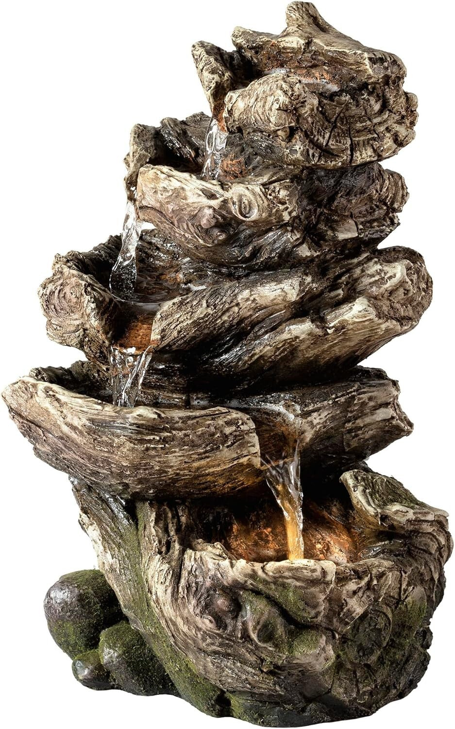 Elegant 5-Tier Indoor Tabletop Water Fountain with LED Lights - 11" Brown