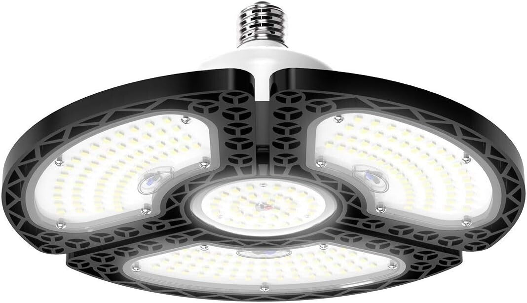 Energy-Efficient 80W LED Garage Light - 3 Adjustable Panels, 12000 Lumens