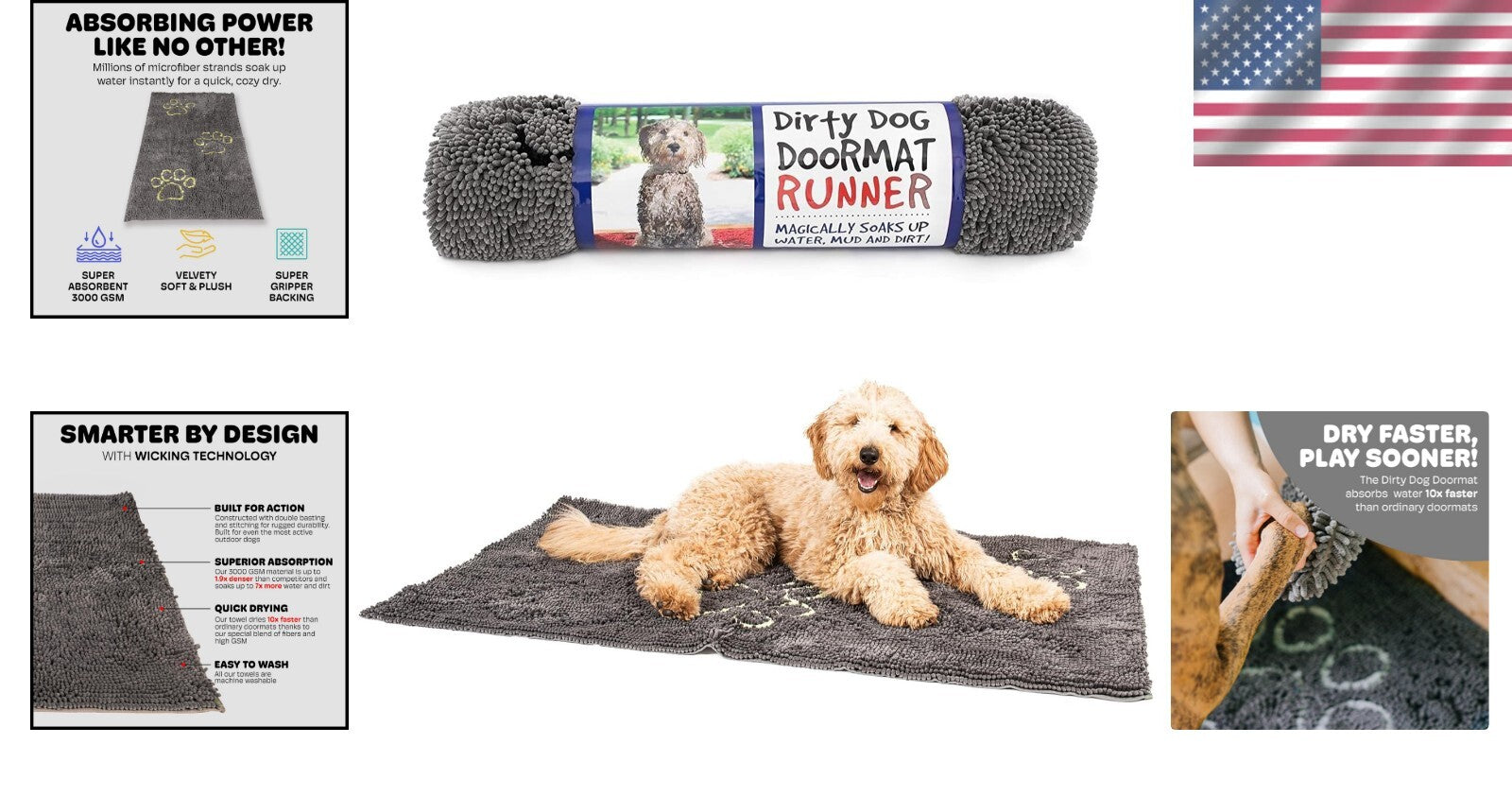 Luxurious Microfiber Dog Floor Runner - 60" x 30" Cool Grey, Absorbent & Soft