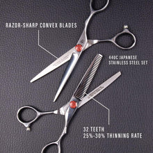 Load image into Gallery viewer, Versatile 6.5" Tokko Hair Shears - Regular and Thinning Scissors for Barbers