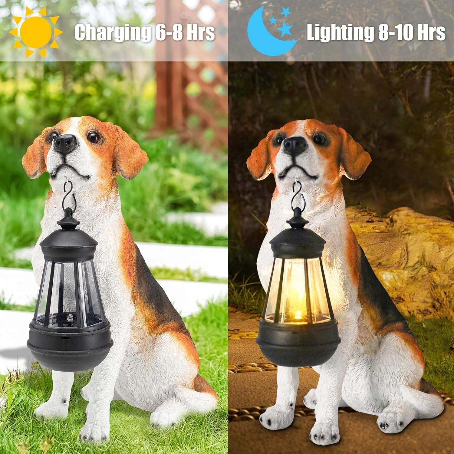 Durable Solar Garden Beagle Statue - Illuminated Outdoor Decor for All Seasons