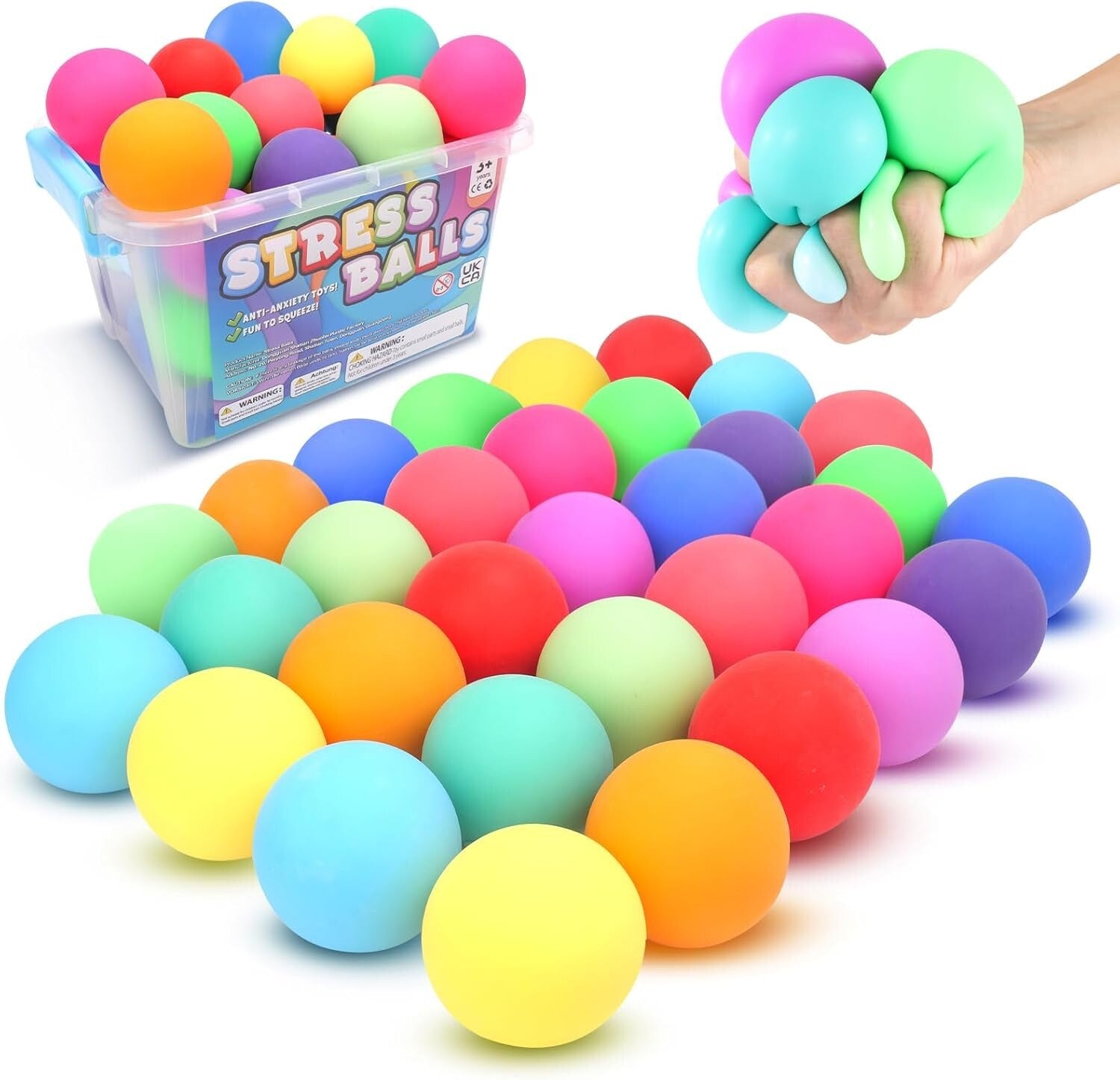 32 Pack Slow Rising Stress Balls for Anxiety Relief - Durable & Safe Fidgets