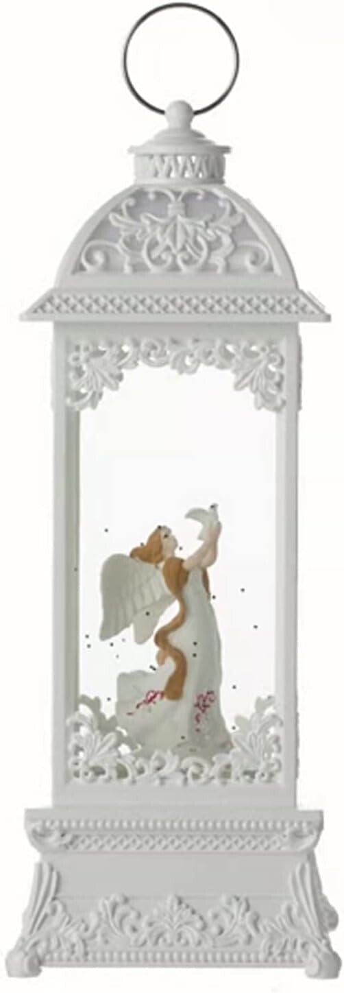 12” White Angel Lantern with Glitter & Music - USB/Battery Operated Night Light