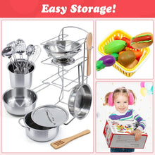 Load image into Gallery viewer, Interactive 32-Piece Kitchen Toys Set for Kids - Apron, Accessories &amp; Play Food