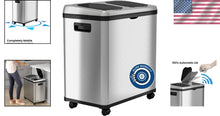 Load image into Gallery viewer, Stainless Steel 16 Gallon Motion Sensor Trash &amp; Recycling Bin - Silver
