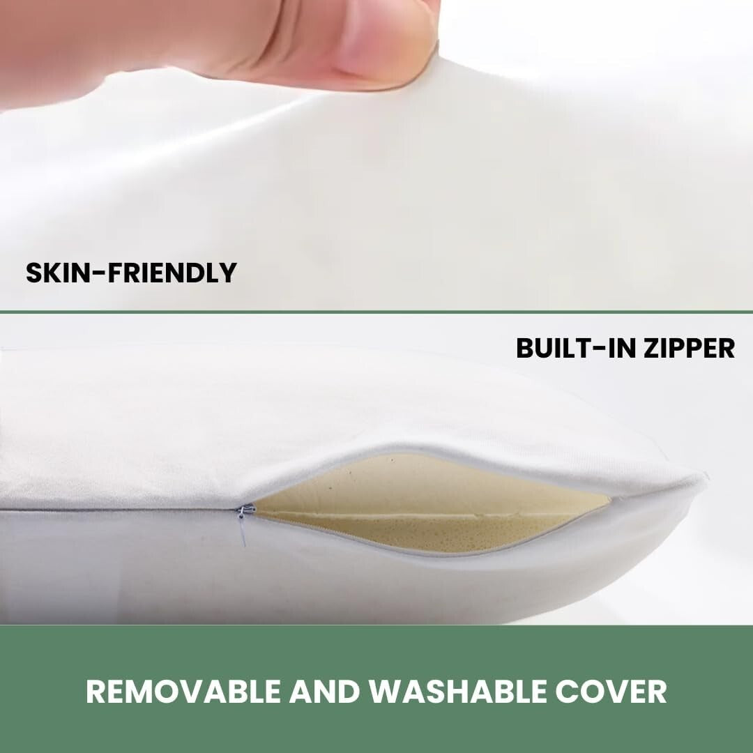 Breathable King Size Natural Latex Pillow with Organic Cotton - Neck Pain Relief