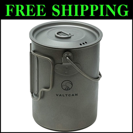 Lightweight 0.95qt Titanium Picnic Pot with Built-in Handles and Storage Bag