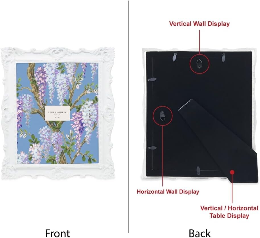 8x10 Elegant Handcrafted Floral Picture Frame – Tabletop and Wall Mount Design