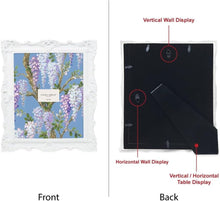 Load image into Gallery viewer, 8x10 Elegant Handcrafted Floral Picture Frame – Tabletop and Wall Mount Design