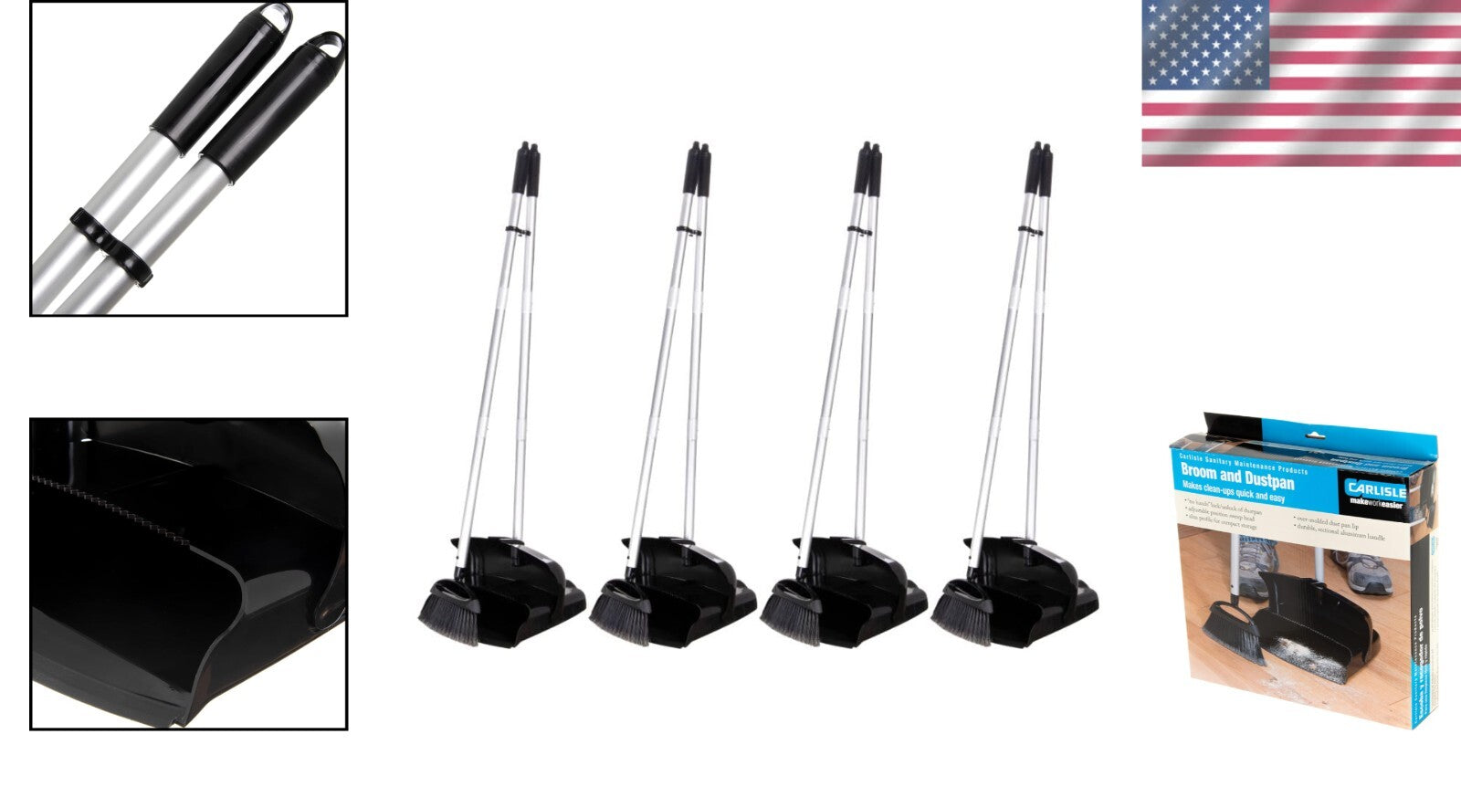 Adjustable Broom & Dust Pan Set - Collapsible Space-Saving Cleaning Solution