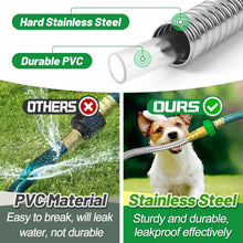 Load image into Gallery viewer, 50ft Metal Garden Hose - Heavy Duty Leakproof Stainless Steel for All Your Needs