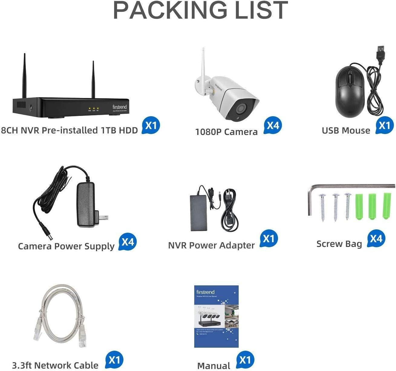 All-Inclusive Wireless Home Security System with 4 Cameras & Motion Detection