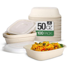 Load image into Gallery viewer, Disposable 100 Pack 50 Oz Paper Bowls, Leakproof &amp; Durable for Hot or Cold Foods