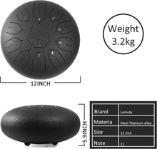 Load image into Gallery viewer, Ethereal 12-Inch Steel Tongue Drum with 11 Notes - Perfect for Meditation &amp; Yoga