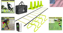 Load image into Gallery viewer, Speed Agility Ladder with Adjustable Hurdles and Jump Rope for Sports Training