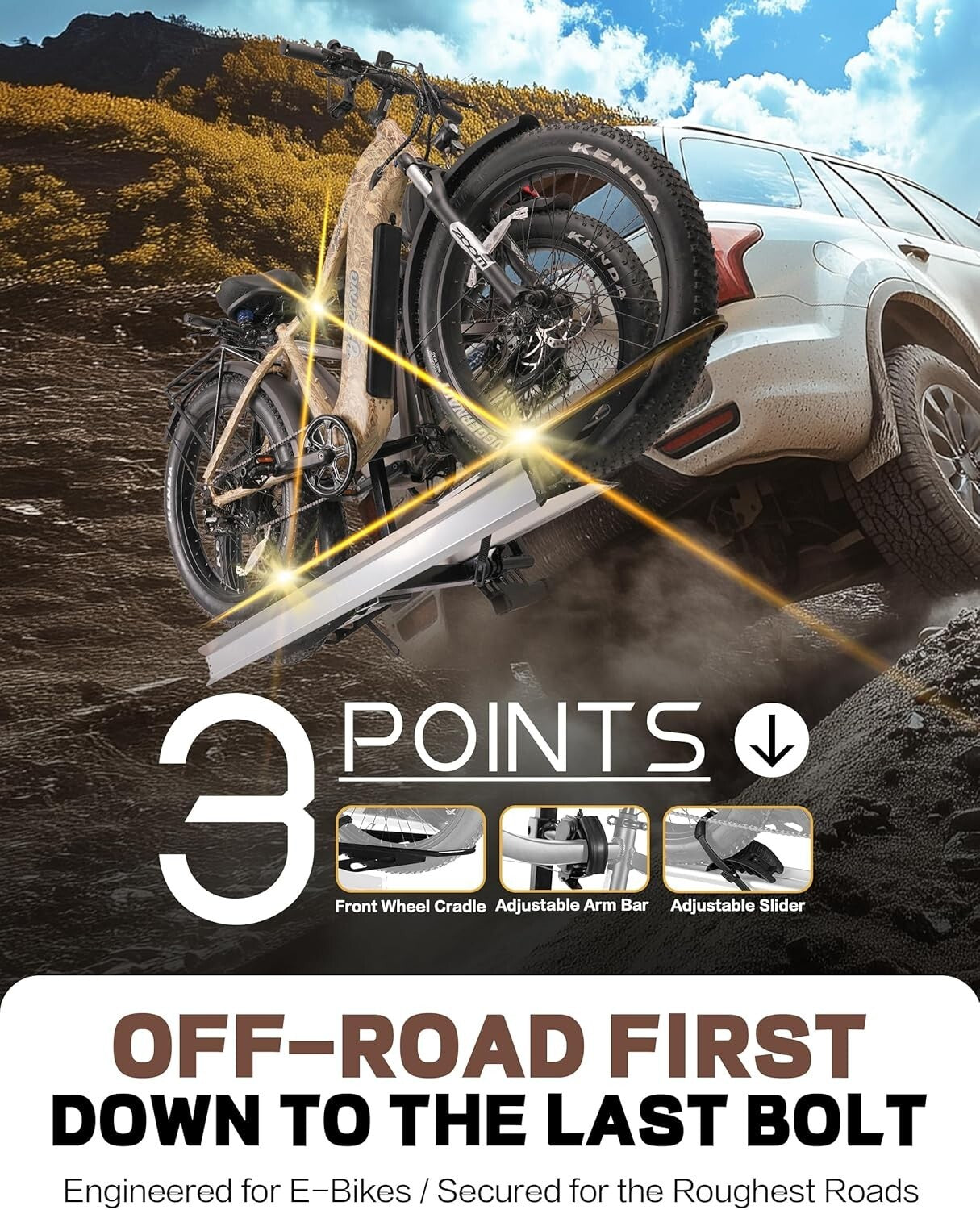 Heavy-Duty Bike Rack with Ramp - Ideal for Cars, SUVs & RVs, 2-inch Receiver